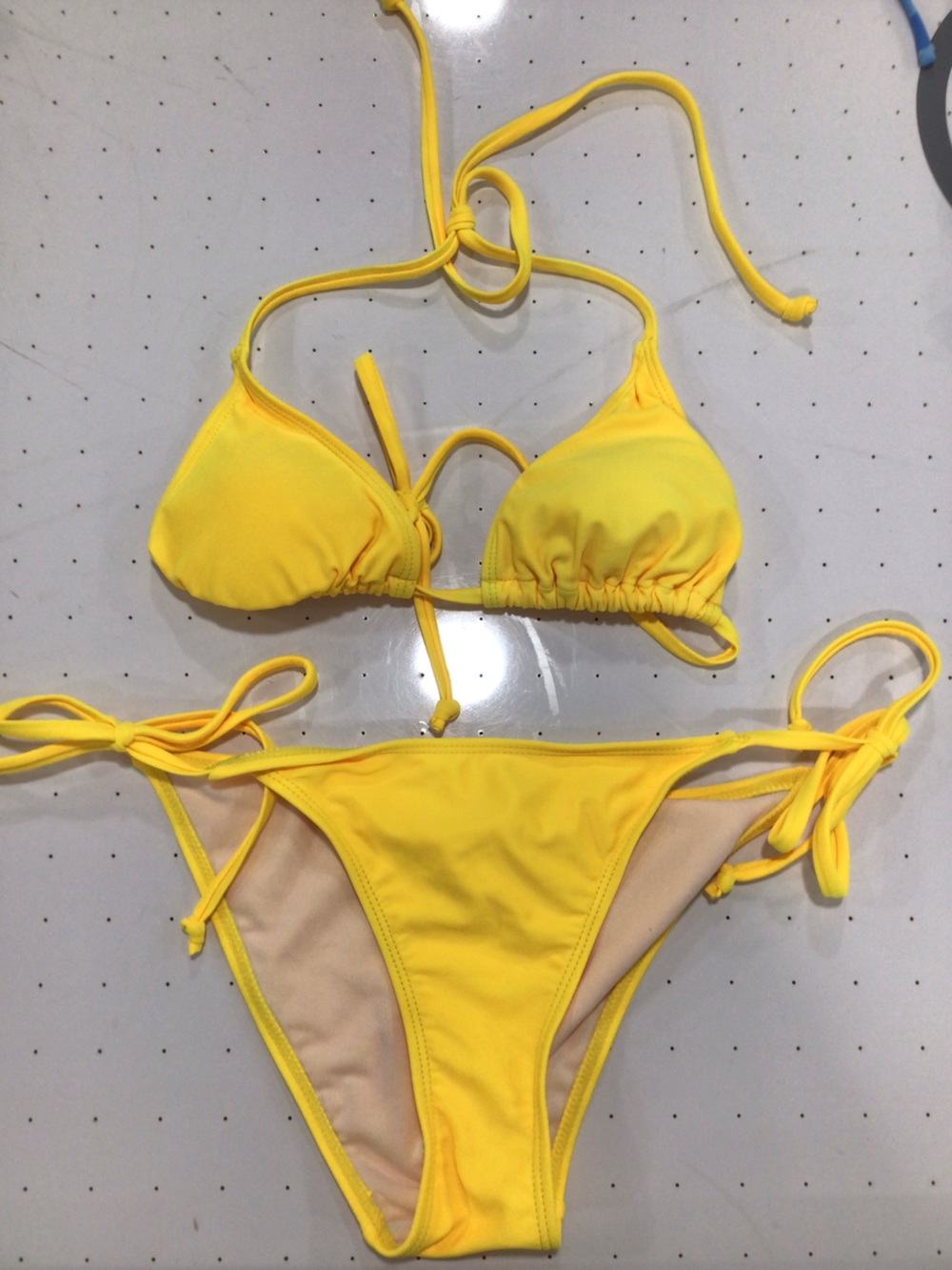 SHEIN Yellow Tie-Back Triangle Bikini